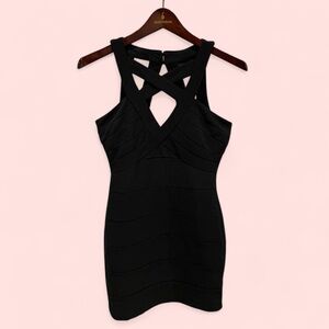Y2K bandage dress mesh strappy mesh panel back mini length black stretchy